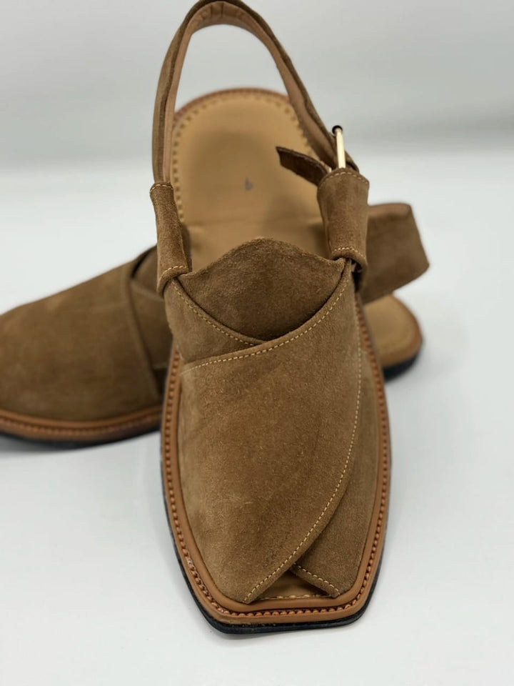 Suede Handmade Brown Peshawari Chappal – Pure Leather Traditional
