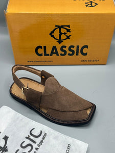 Suede Handmade chocolate brown  Peshawari Chappal – Pure Leather Tradition