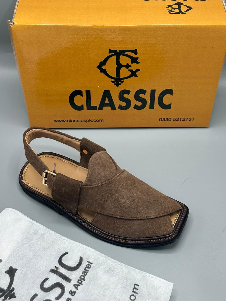 Suede Handmade chocolate brown  Peshawari Chappal – Pure Leather Tradition