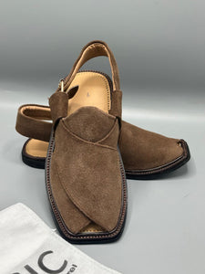 Suede Handmade chocolate brown  Peshawari Chappal – Pure Leather Tradition