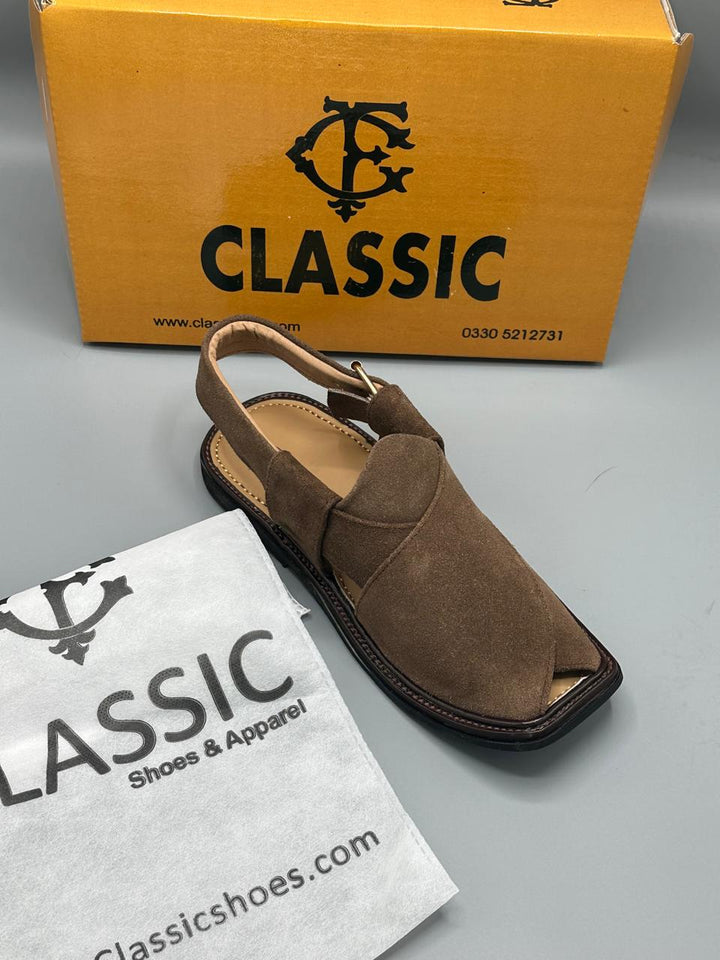 Suede Handmade chocolate brown  Peshawari Chappal – Pure Leather Tradition